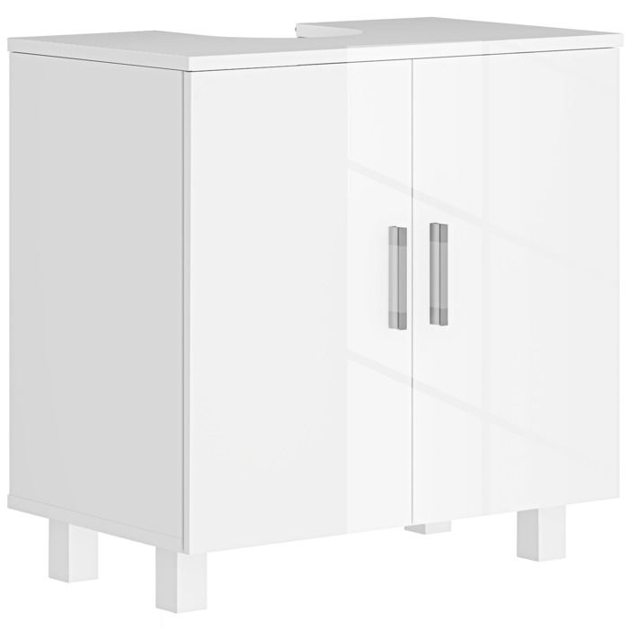 LIA Armoire de salle de bain mobile sous-lavabo à 2 portes avec étagère centrale en MDF 60x35x60 cm blanc