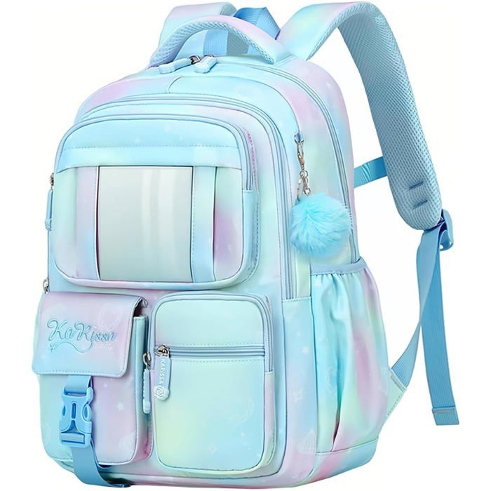 Cartable Fille Primaire Sac à Dos Respirant pour Filles CP CE1 CE2 CM1 CM2 Sac Ecole Décontracté pour les Enfants Bleu