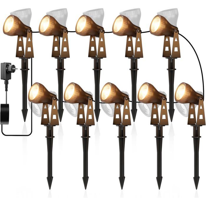 Spot Exterieur 10 Pièces 32M Lampes De Jardin Avec Etanche Ip68 - Éclairage Jardin Peut Être Fixé Au Mur Ou Enfouie Dans Le Sol