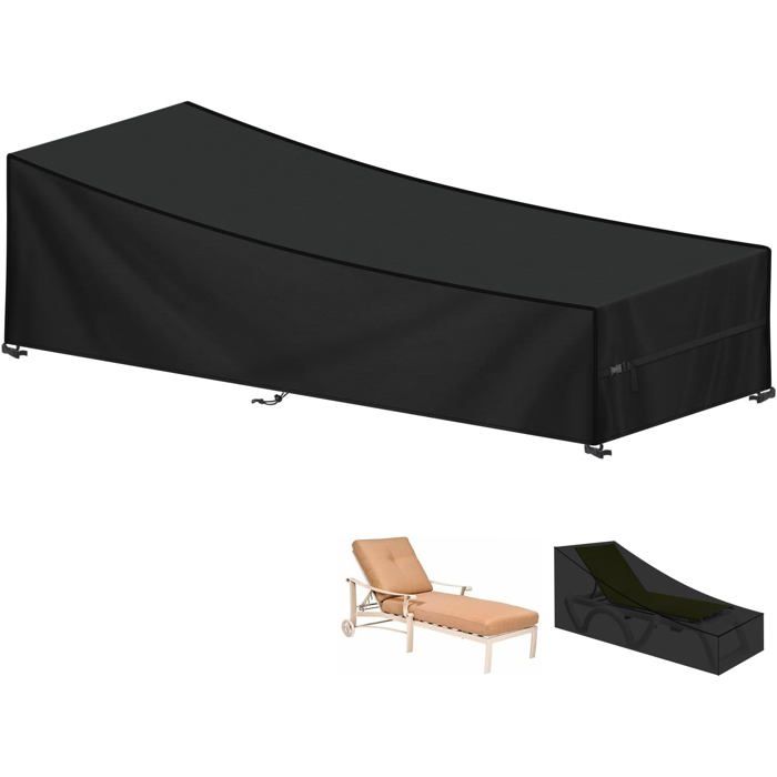 Housse de Protection pour Transat de Jardin Housses Chaise Longue Exterieur 420D Oxford Bâche de Transat Anti-UV 210x80x45/75cm