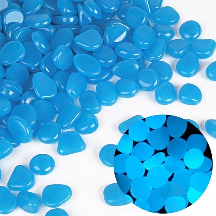 400 Pièces Pierre Lumineuse Cailloux Jardin Extérieur Bleu Phosphorescent Brille Dans Noir Absorbe Cailloux Decoratif Aquarium