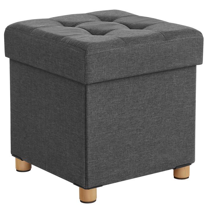 Tabouret de Rangement Petit Pouf Pliable 38 x 38 x 40 cm Repose-Pieds Cubique avec Gris oise 38P x 38l PETIT MEUBLE DE RANGEMENT
