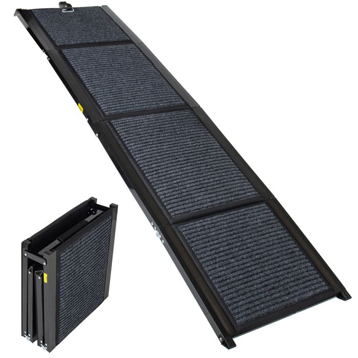 ROVRYN Rampe pliable pour chien 180 cm antidérapante pliage quadruple noire jusqu’à 110 kg