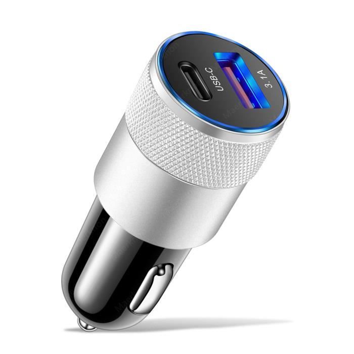 Blanc--Chargeur de voiture USB 80W PD Type C, charge rapide, adaptateur ...