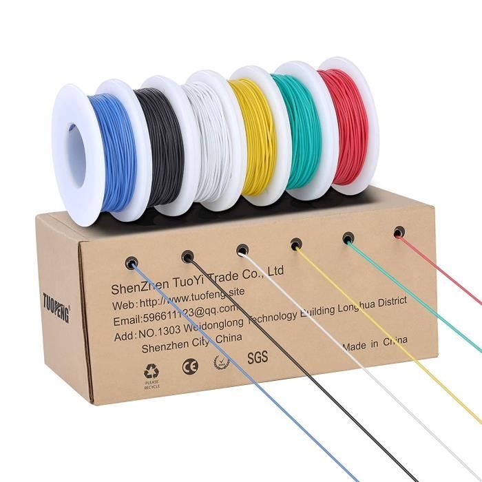 Youmile Kit Fil De Raccordement 22AWG Silicone 10 Couleurs 7m - Fil Électrique Étamé