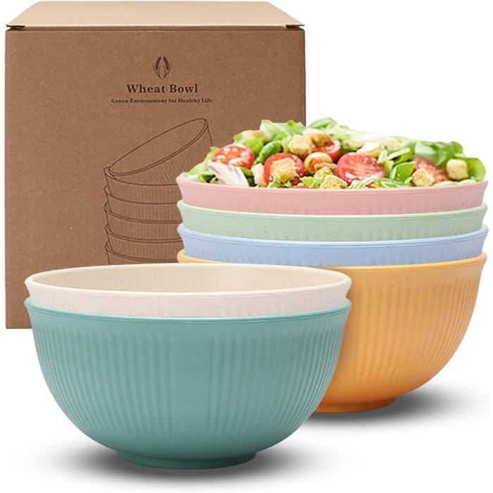 6 Bols à Céréales Dowan 750ml - Porcelaine Blanche, Carrés, Micro-ondable Et Lave-vaisselle