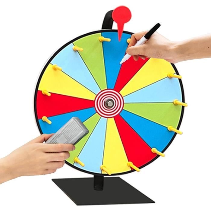 Jeux de société, tournez Roue 11,81 Pouces 10 emplacements Spinning Wheel Game 5 Couleurs Roue du Prix de Fortune Spinner Wheel