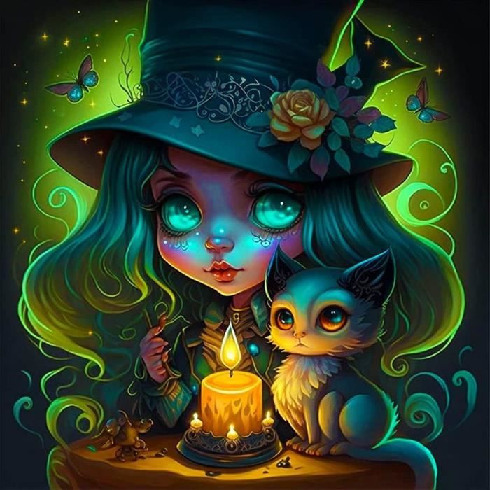 Kit Broderie Diamant Fille De Dessin Animé 5D - Peinture Diamant 30x40cm Avec Strass