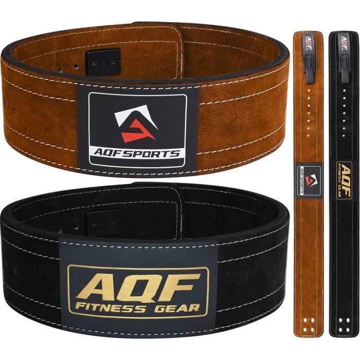 Ceinture De Force Musculation AQF En Cuir - Boucle à Levier 10mm - 4 Pouces Large - Pour Powerlifting Et Haltérophilie