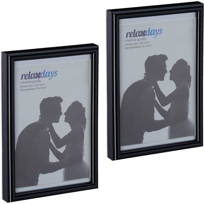 Relaxdays Lot De 2 Cadres Photo Dorés 13x18 Cm – Avec Passe-Partout 9x13 Cm – Pose Ou Suspension Murale