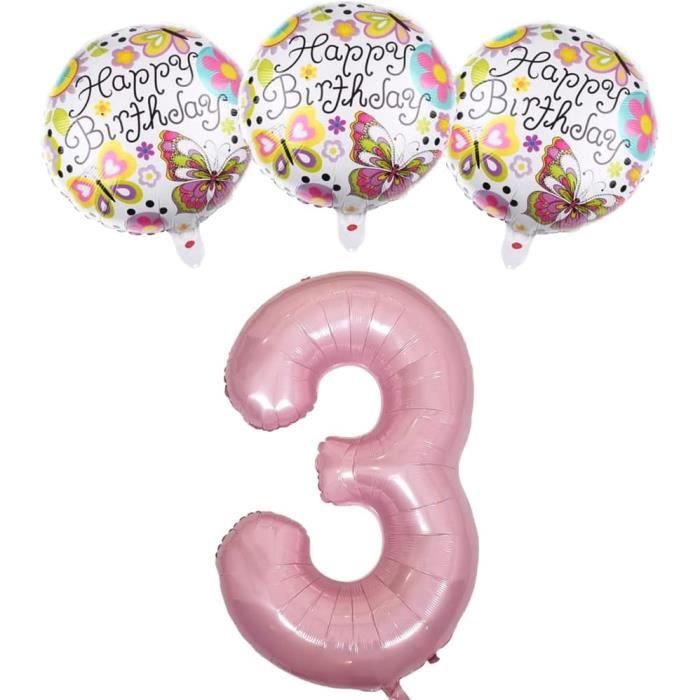 Ballon Anniversaire 3 Ans Vert - Ballon Chiffre Numéro 3 - Décoration