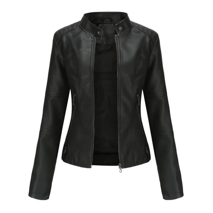 Veste Polaire Similicuir Pour Femme - Manches Longues, Fermeture éclair, élégante Et Confortable (automne/hiver)