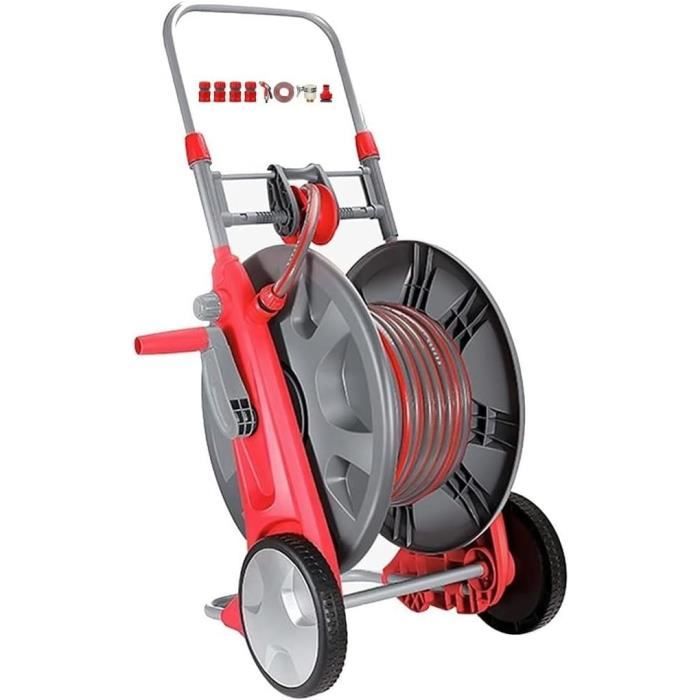 Chariot Enrouleur De Tuyau D'arrosage Avec 2 Roues - Capacité 60 M (tuyau 17 Mm) - Léger Et Antidérapant - Pour Jardin Et Pelouse - 2