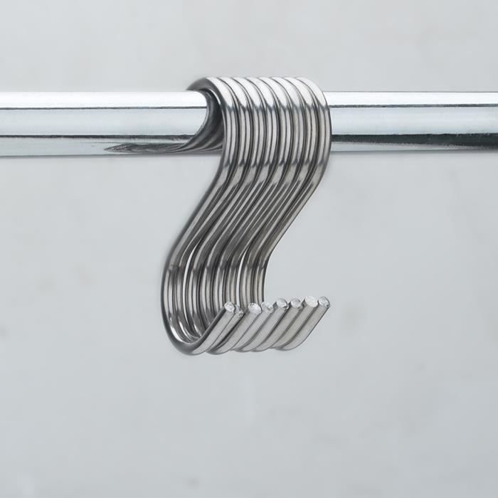 10pcs S en forme de crochets de suspension en acier inoxydable pour la cuisine Salle de bains Chambre Duo1888