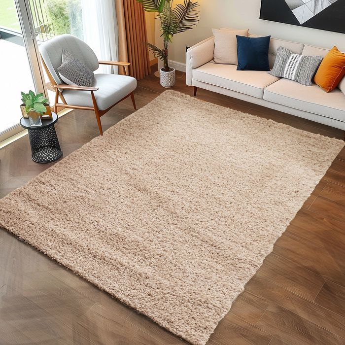 Tapis Salon Shaggy - Mylan - Beige - 300 x 400 cm - 100% Polypropylène ...