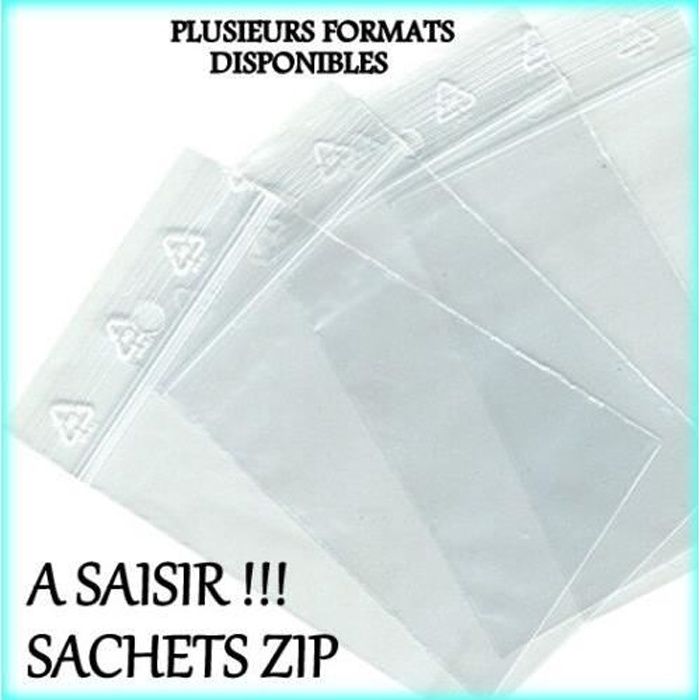 Lot Sachets zip plastique fermeture ZIP Transparent pochon Pochette  pression 50µ