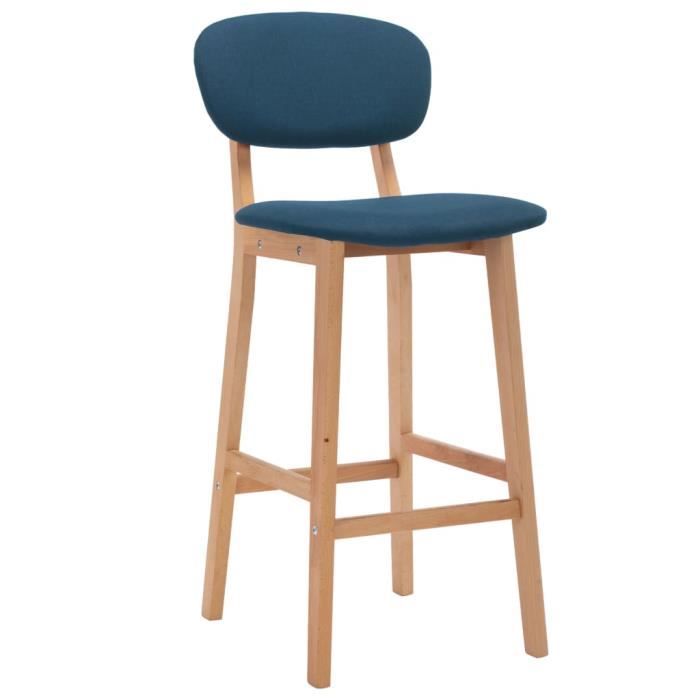 chic - lot de 2 tabourets de bar style scandinave - chaises de bar - fauteuil de bar - bleu tissu