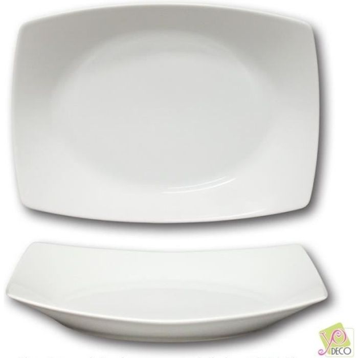 Plat rectangulaire creux porcelaine blanche - L 34 cm - Tokio