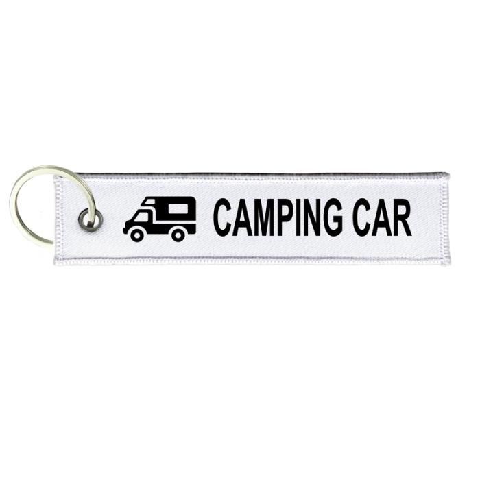 Porte cles clefs camping car moto Blanc Noir