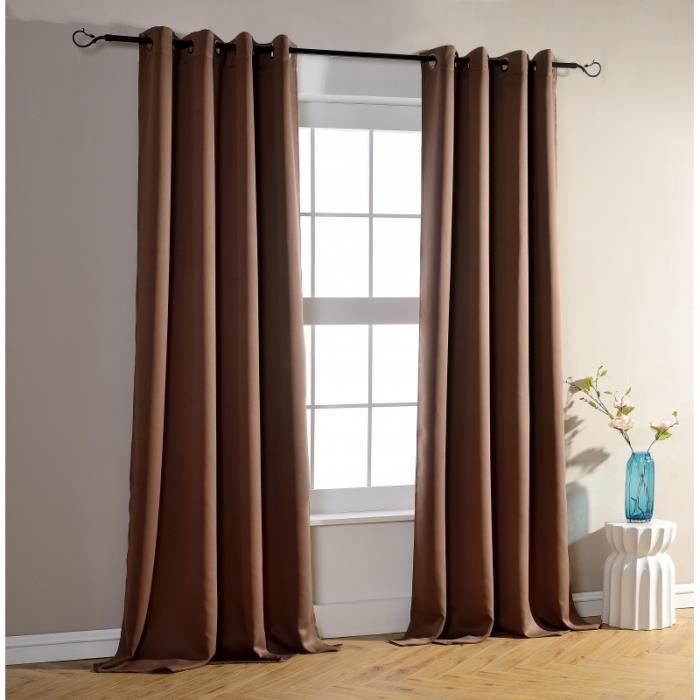 Lot de 2 rideaux occultant marron glacé 140 x 260 cm