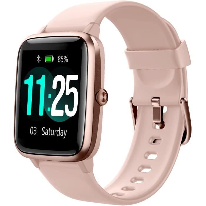 Montre Connectée ASIAMENG - Podomètre Cardiofréquencemètre Notifications - Rose