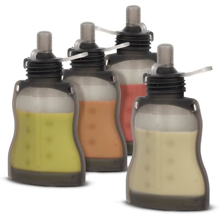Gourdes Réutilisables 4 Unité, Sachet Conservation Lait Maternelle Gourde Compote Aliments