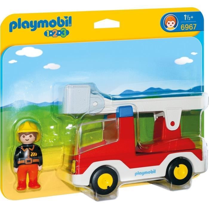 PLAYMOBIL Camion de pompier 6967 avec échelle pivotante - Playmobil 1.2.3