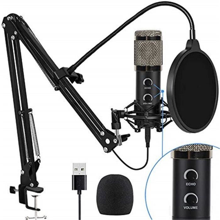 Youtube Cocoarm Microphone à condensateur USB avec support pour microphone et filet anti-pulvérisation pour la radiodiffusion de la musique les enregistrements Podcasts etc. 