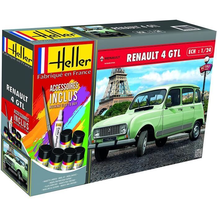 Maquette Renault 4L - Heller Maquette - Kit de modélisme - 1/24 - 124 pièces - Plastique