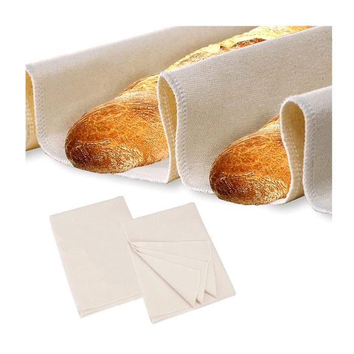 Lot De 3 Linges De Boulangerie 77x45 Cm - Tissu Fermentation Pain, Antiadhésif, 100% Coton (pour Baguettes, Pâtes)