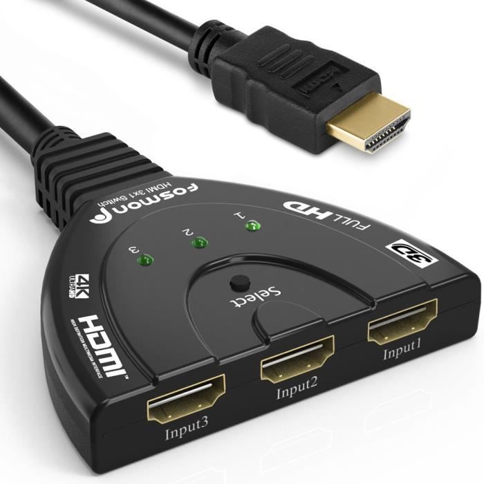 Gris Sidéral,S32 LENTION Commutateur HDMI 4K HD bidirectionnel 2 entrées 1 Sortie 1 entrée 1 Sortie 2 commutateurs 1/1 x 1 Compatible pour Xbox PS4 TV Box Roku HDTV - 