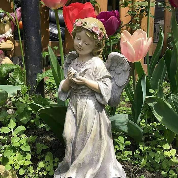 Statue Jardin Exterieur, Statues d'ange Figurine Résine , Mignon Ange  Sculpture Fée Jardin Fille Décorations ,Artisanat Aménag[23] - Cdiscount  Maison