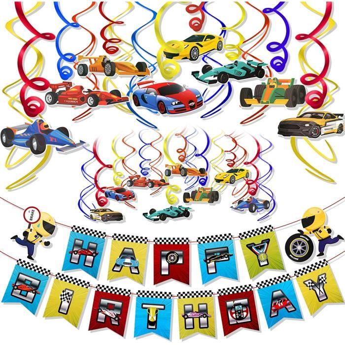 Voiture De Course Suspendus Tourbillon Decoration Theme De Voitures Banniere Joyeux Anniversaire Pour Voitures Sur Le Theme An 508 Cdiscount Maison
