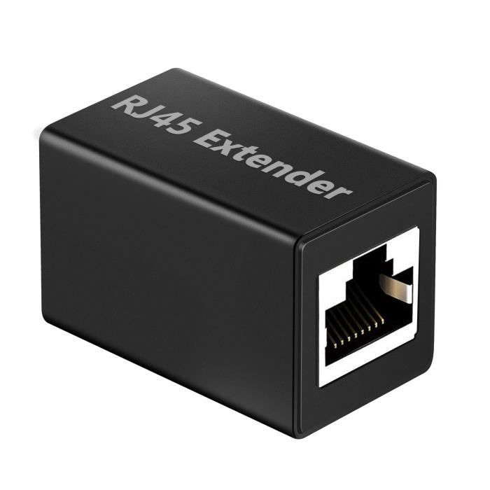 Adaptateur Rallonge Coupleur RJ45 Design compact Noir