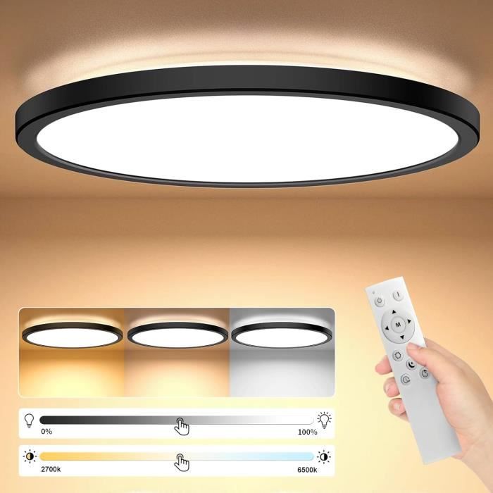 Plafonnier LED 24W Dimmable 3000K-6500K – 3000 Lumens Avec Télécommande, Étanchéité IP40, Rond Ultra-Mince