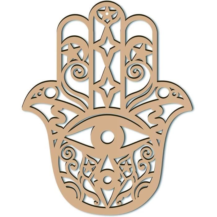 Main De Fatima Décor Mur En Bois Mur Art Cristal Grille Géométrie