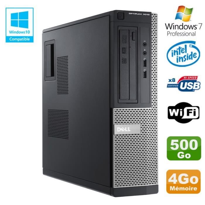 PC DELL Optiplex 3010 DT Intel G2020 DVD 4Go Disque 500Go HDMI Wifi Win 7 Pro Reconditionné - Dell reconditionné disponible sur Cdiscount Seconde Vie
