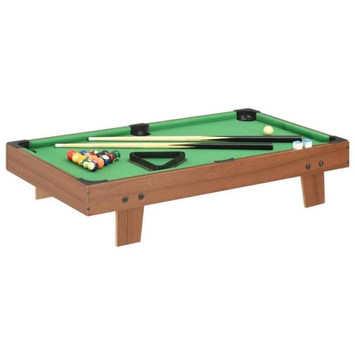 Mini Table De Billard Américain Mobile 51x34x9.5 Cm – Feutrine Verte, 2 Queues, 16 Boules, Triangle Et Craie Inclus