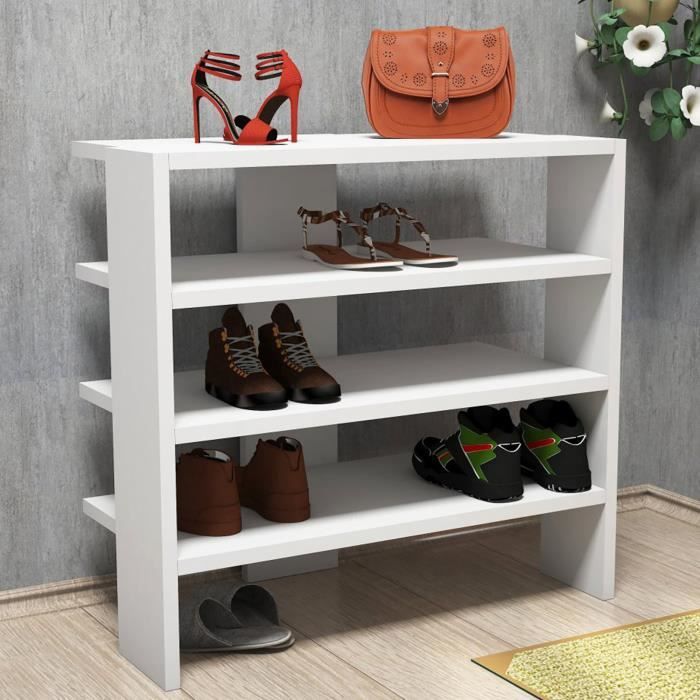 meuble à chaussures gudme pour entrée à 4 niveaux 60 x 64 x 32 cm blanc