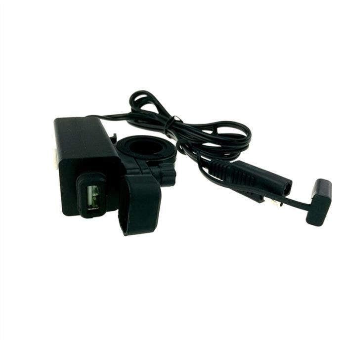 Câble Adaptateur USB Pour Moto - Chargeur SAE Vers USB 2.0, Longueur 2 M, Noir
