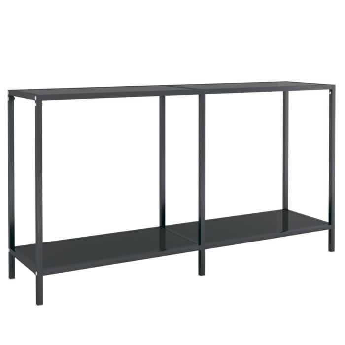 Table console - GAROSA - Noir - Verre trempé - Acier enduit de poudre - 140x35x755 cm