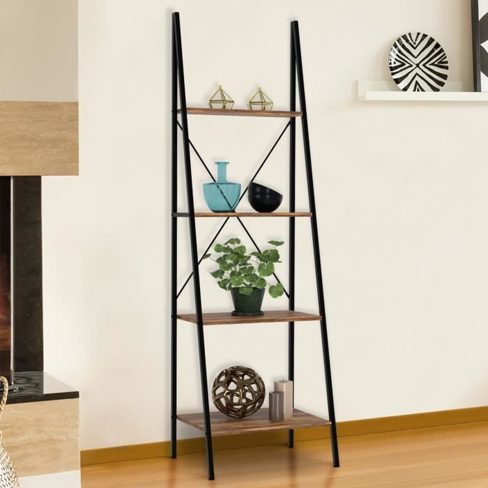 IDMARKET Etagère échelle 4 niveaux DAYTON effet vieilli design industriel  170 cm - Cdiscount Maison