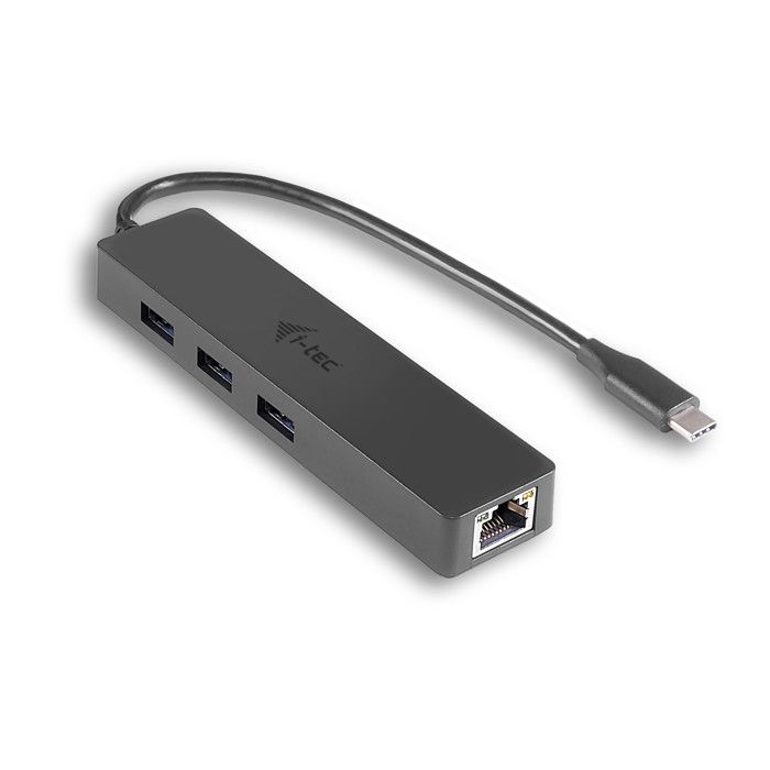 Concentrateur USB-C - I-TEC - SLIM HUB - 3 Ports USB 3.0 - Gigabit Ethernet - Câble USB-C 3.1 intégré