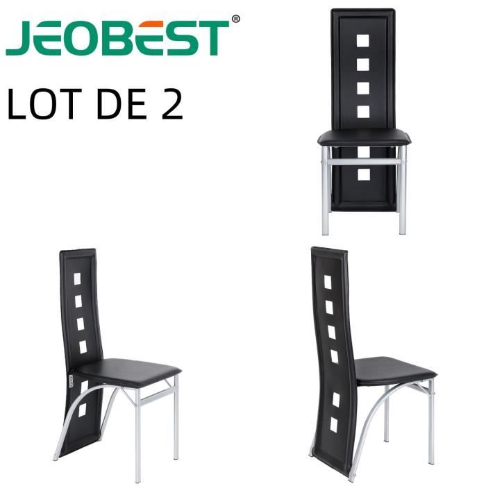 JEOBEST.2*Chaise De Salle A Manger Chaise De Cuisine en cuir PU Piètement en Métal Chaise De Visiteur