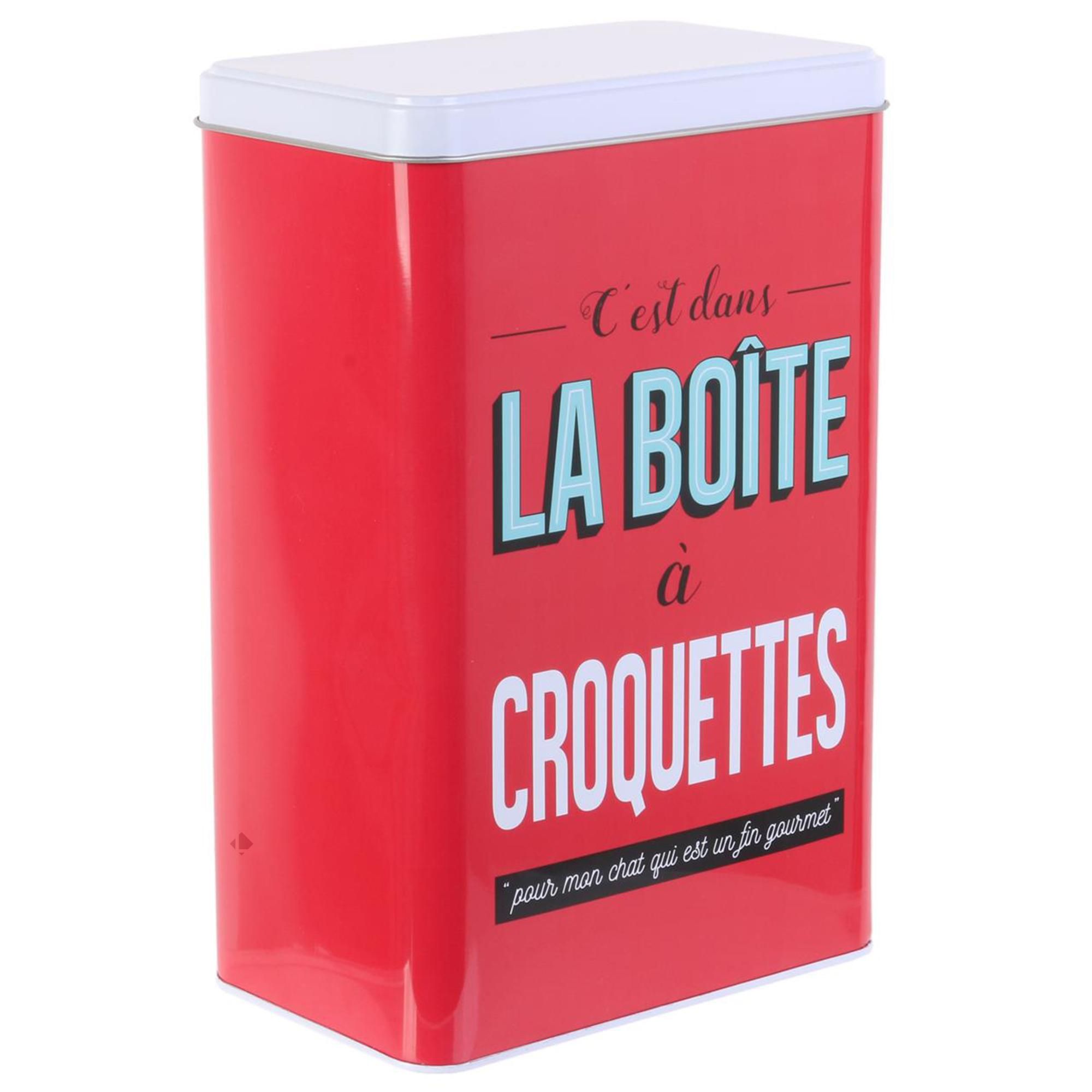 Boîte de rangement en métal LA BOITE A Croquettes rouge - LINNEA - 16 x ...