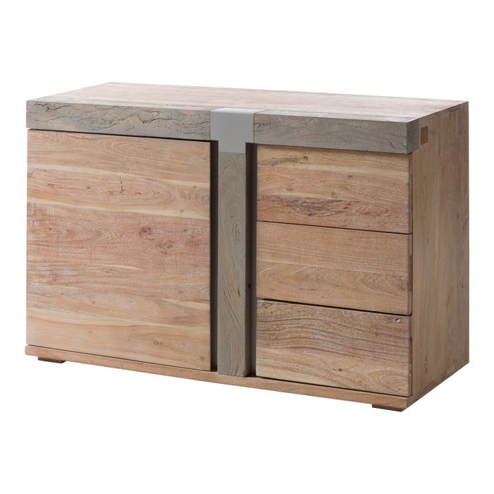 Buffet bas acacia beige laqué massif 115x45x75 cm (BxTxH) bois massif AMSTERDAM #109