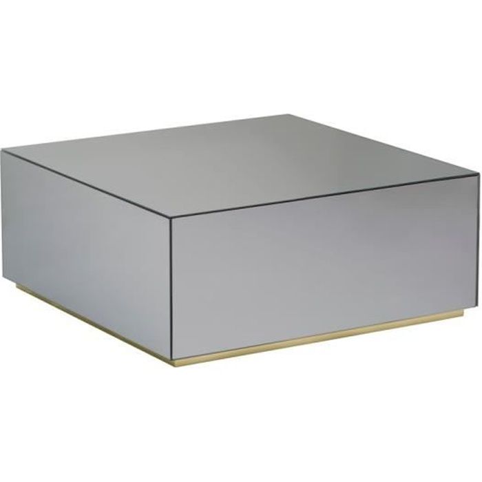 table basse verre miroir argenté mansart - meubler design - carré - elégance - chic - brillant