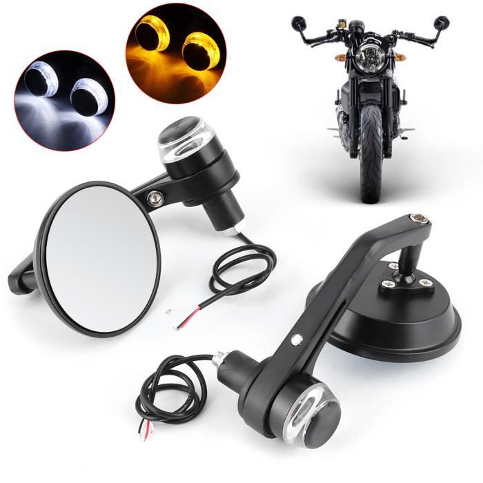 Lot De 2 Rétroviseurs Moto Rotatifs 360° - Certifiés E24 - Montage Ultra Facile Sur Guidon 22 à 25 Mm - Parfaits Pour Scooter, Quad, Vélo électrique