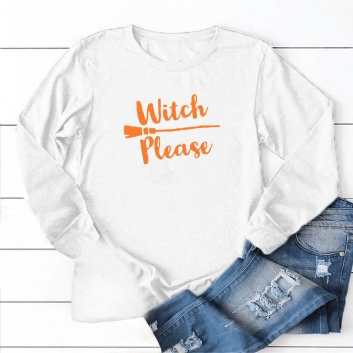 Sweat-shirt Femme Halloween - Col Rond, Manches Longues, Imprimé, Tissu Doux Polyester, Décontracté