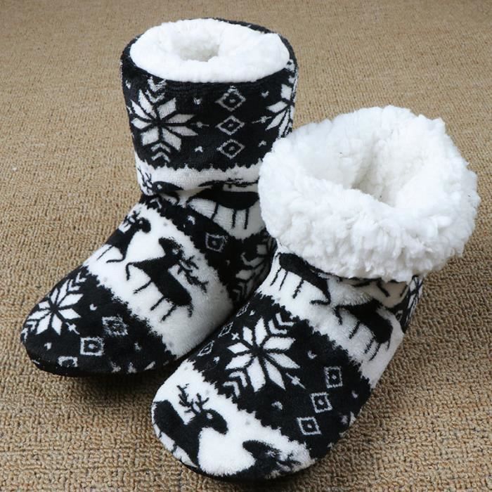Chaussons D'hiver Femme Zelbut En Feutre, Bottes De Maison Fourrées, Fermeture éclair, Antidérapants
